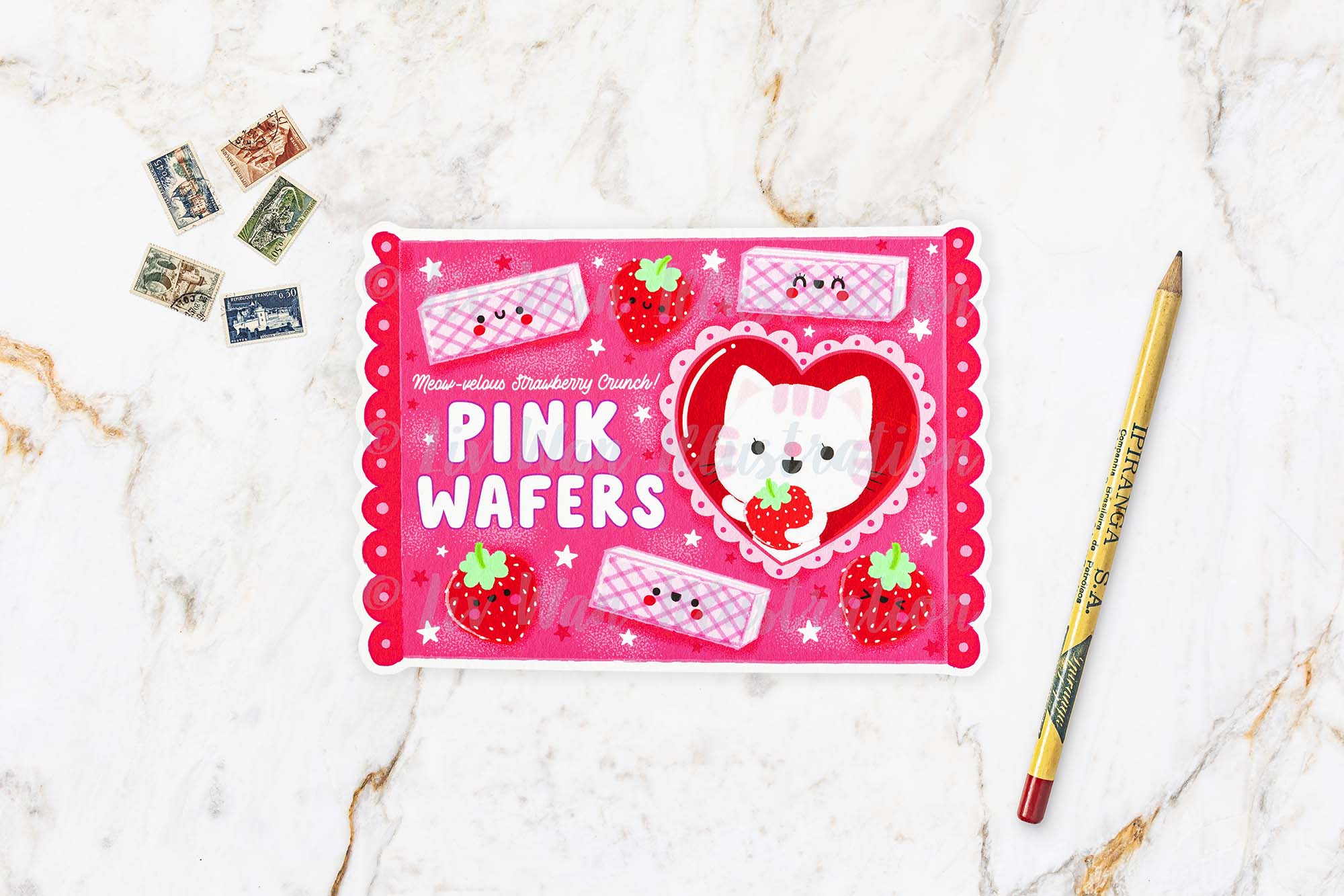 Pink Wafers Postcard