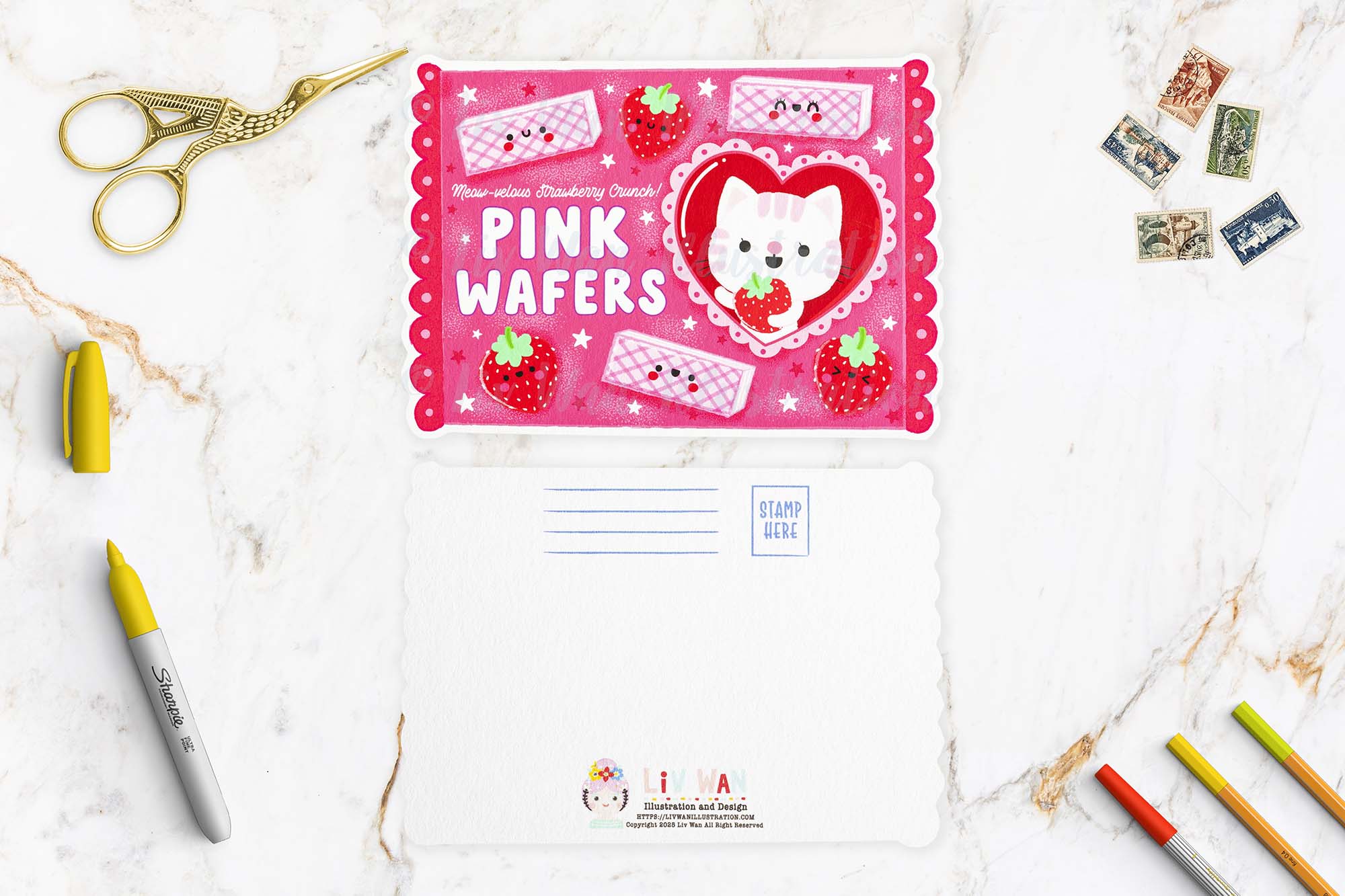 Pink Wafers Postcard