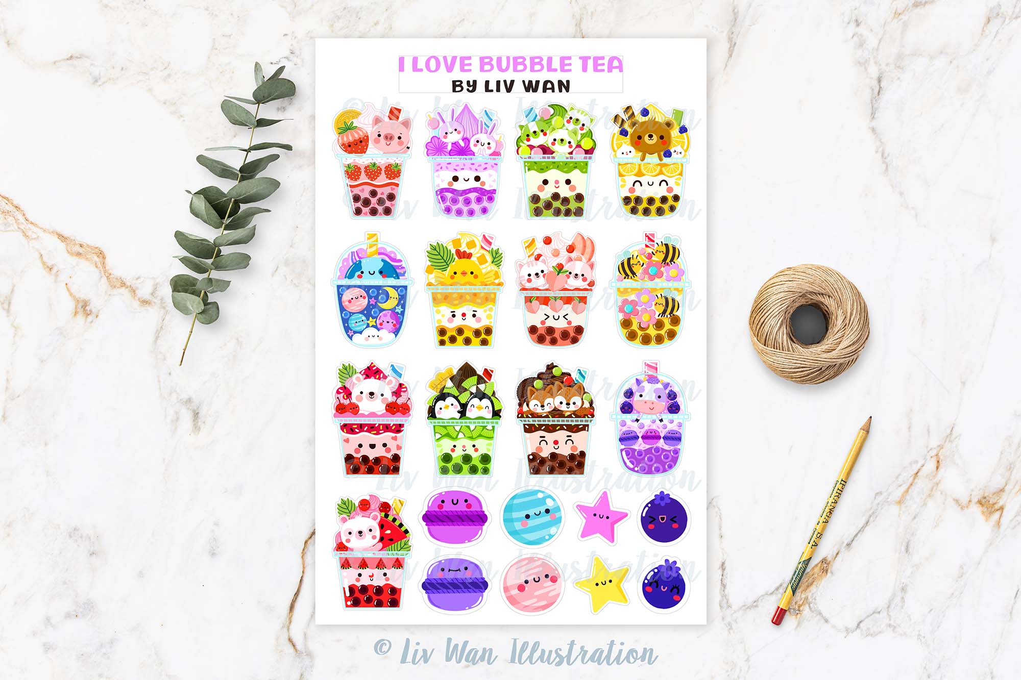 Bubble Tea Sticker Sheet