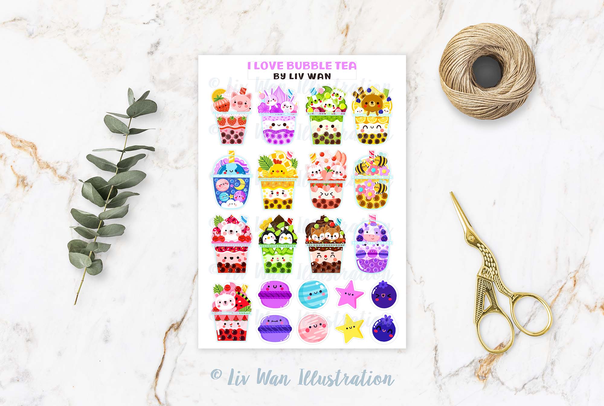 Bubble Tea Sticker Sheet