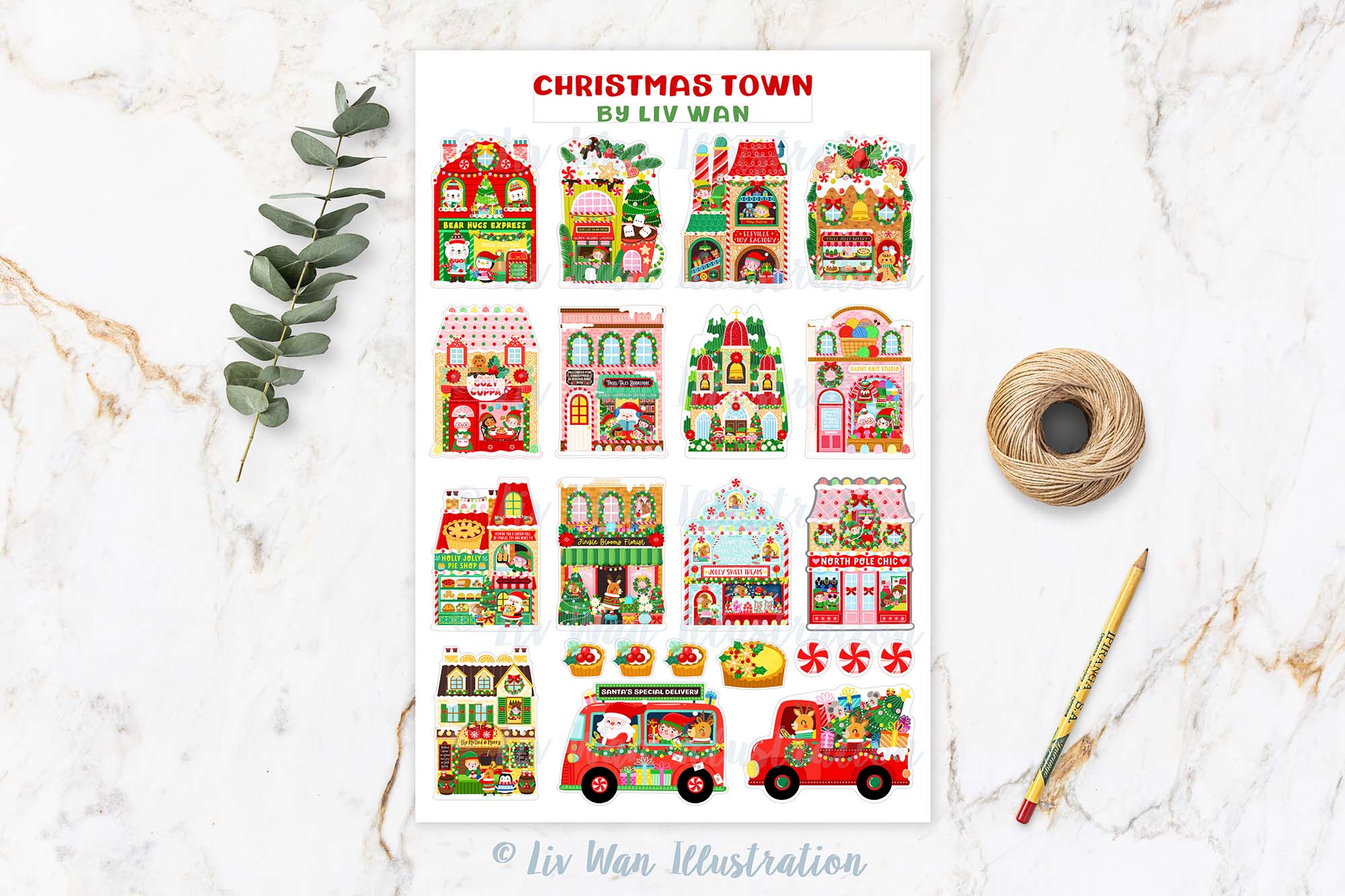 Christmas Town Sticker Sheet
