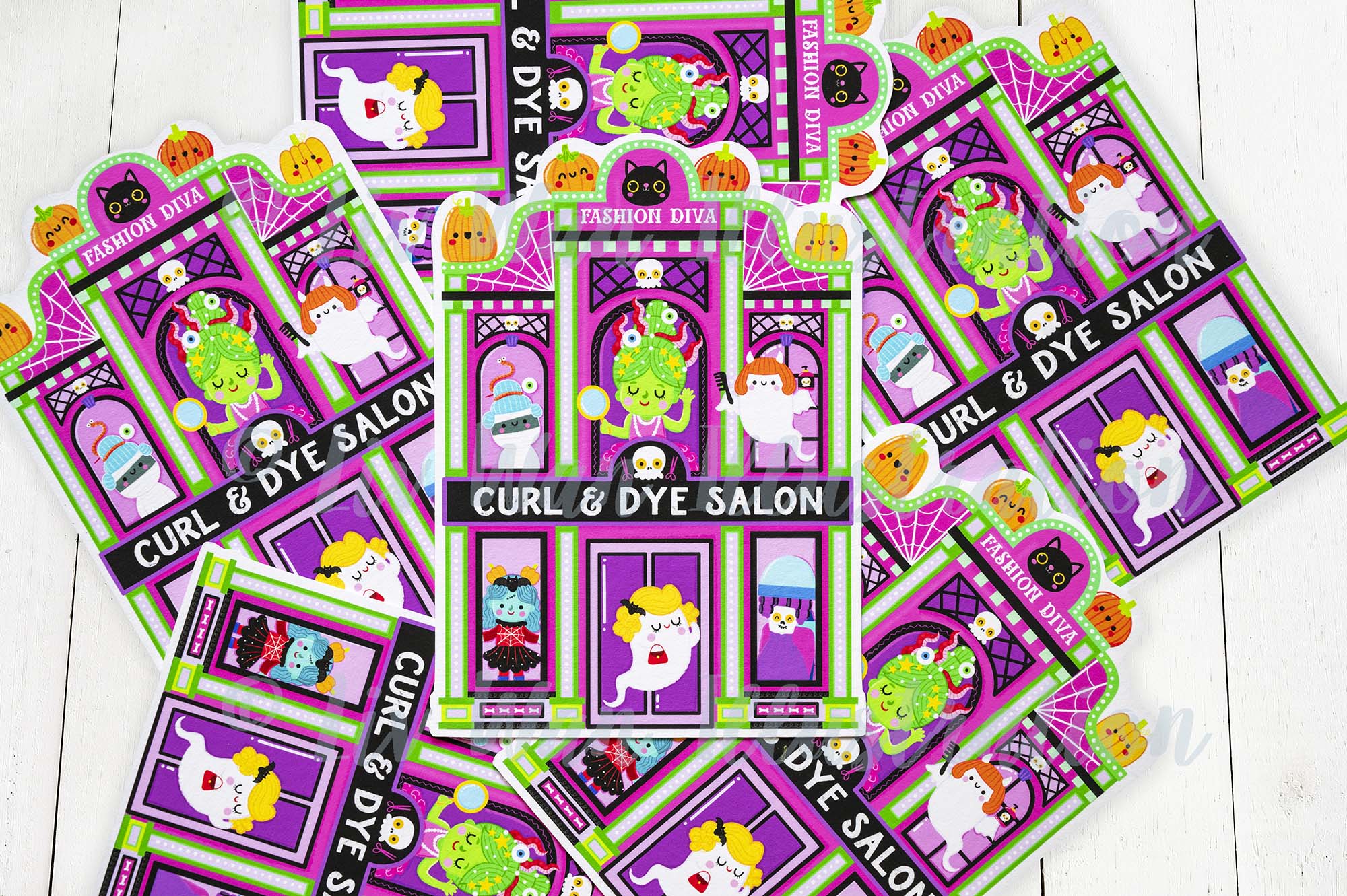 Halloween Hair Salon Postcard