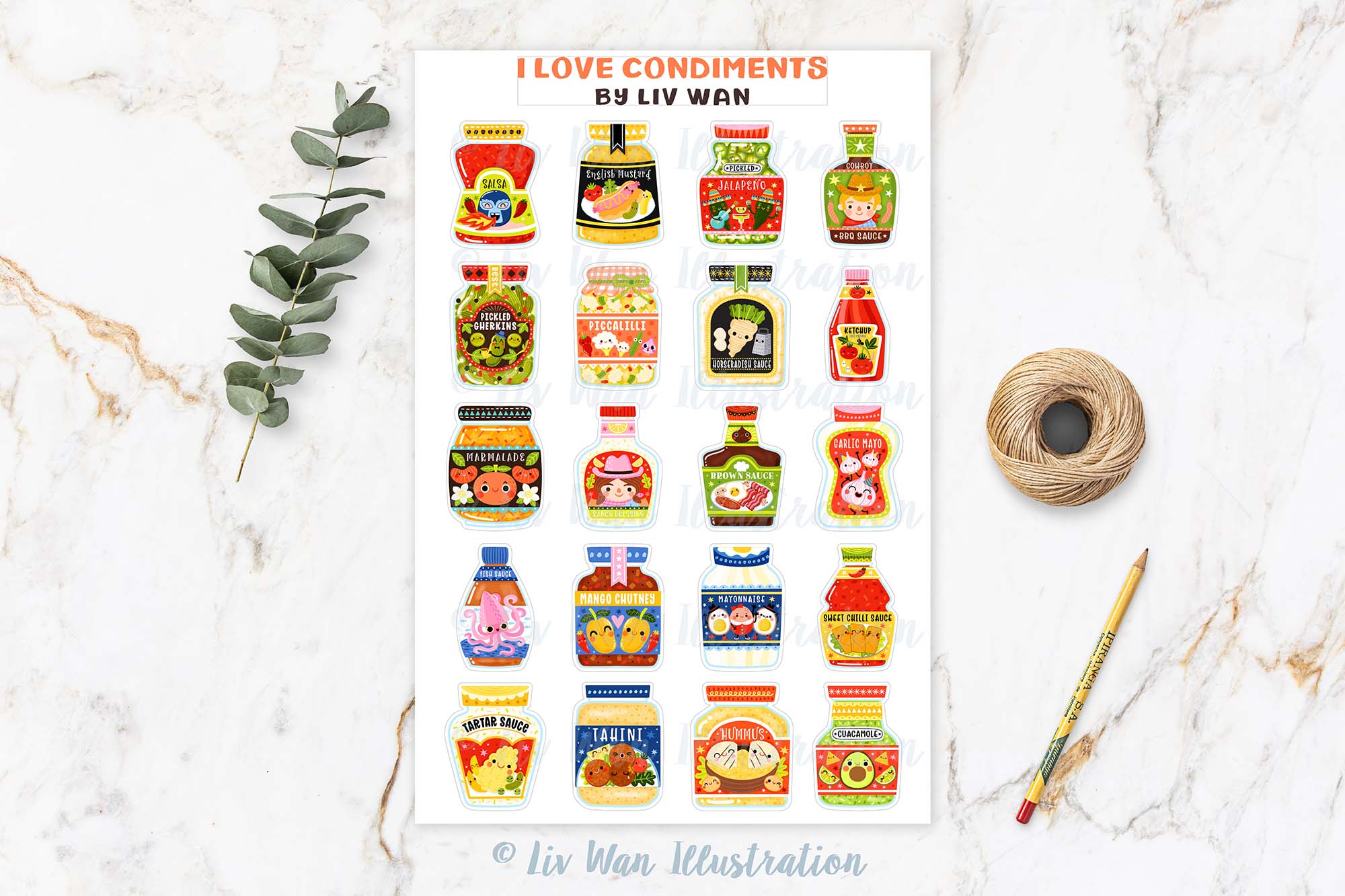 Condiments Sticker Sheet