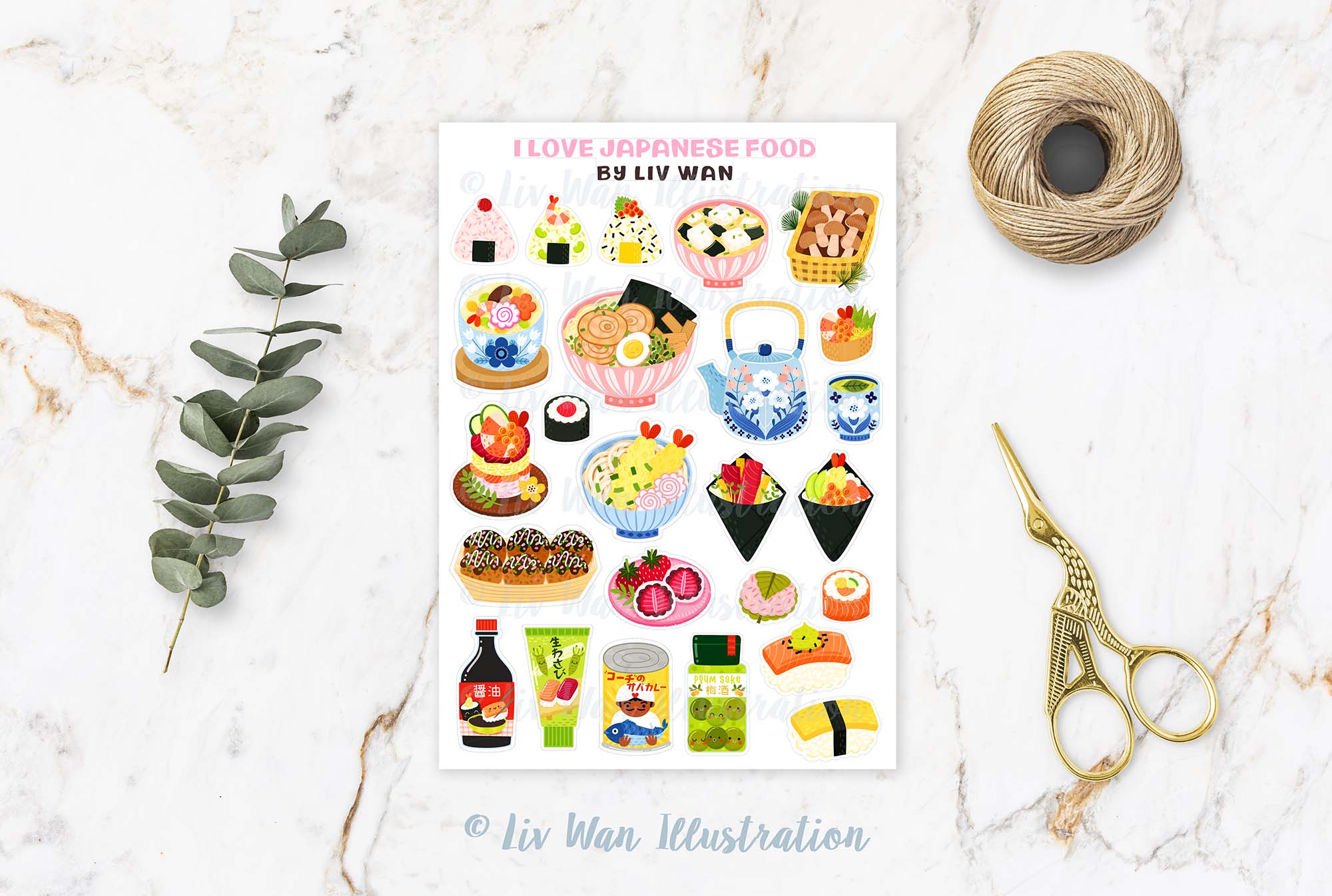 Japanese food sticker sheet