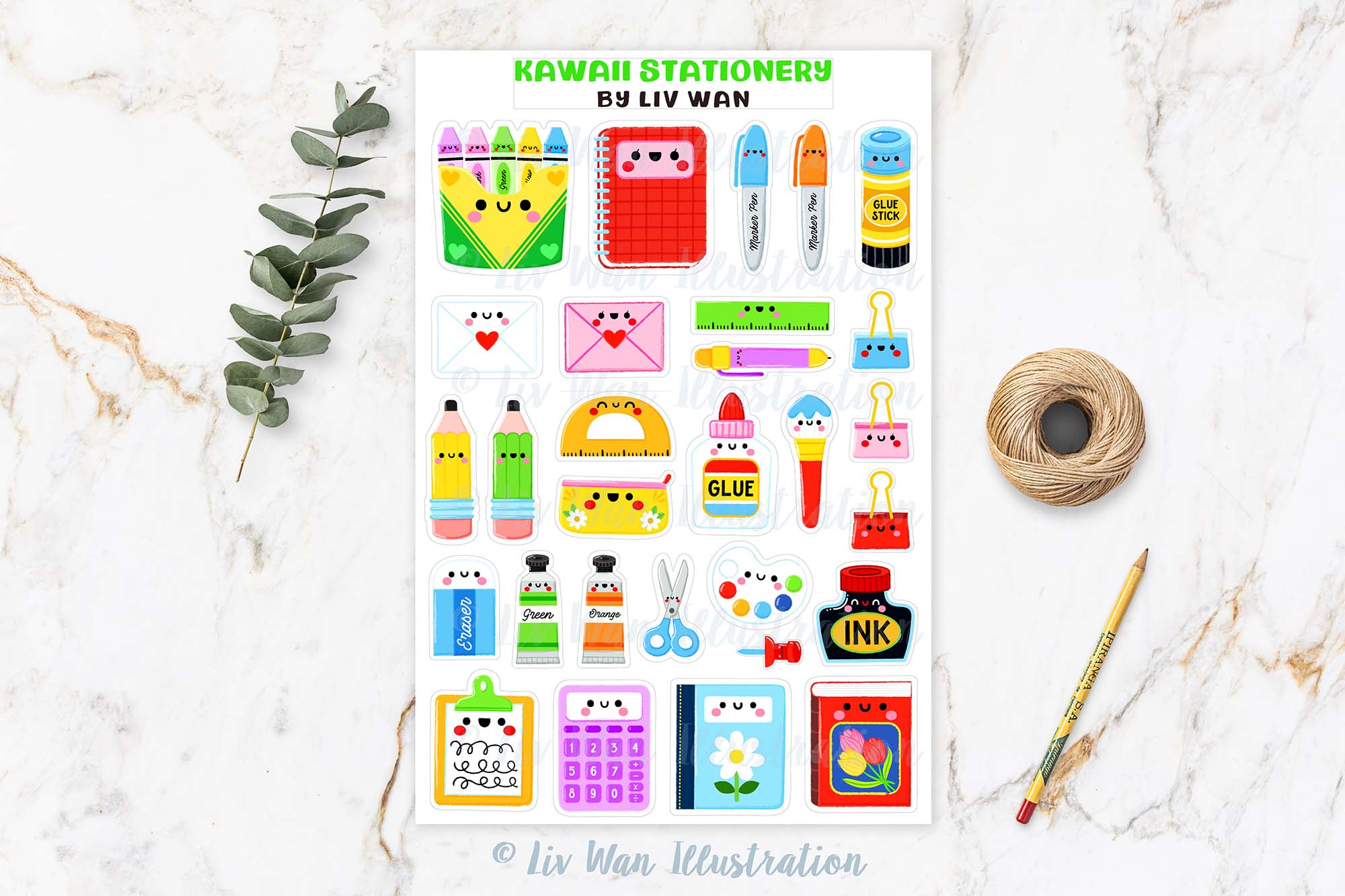 Kawaii Stationery Sticker Sheet