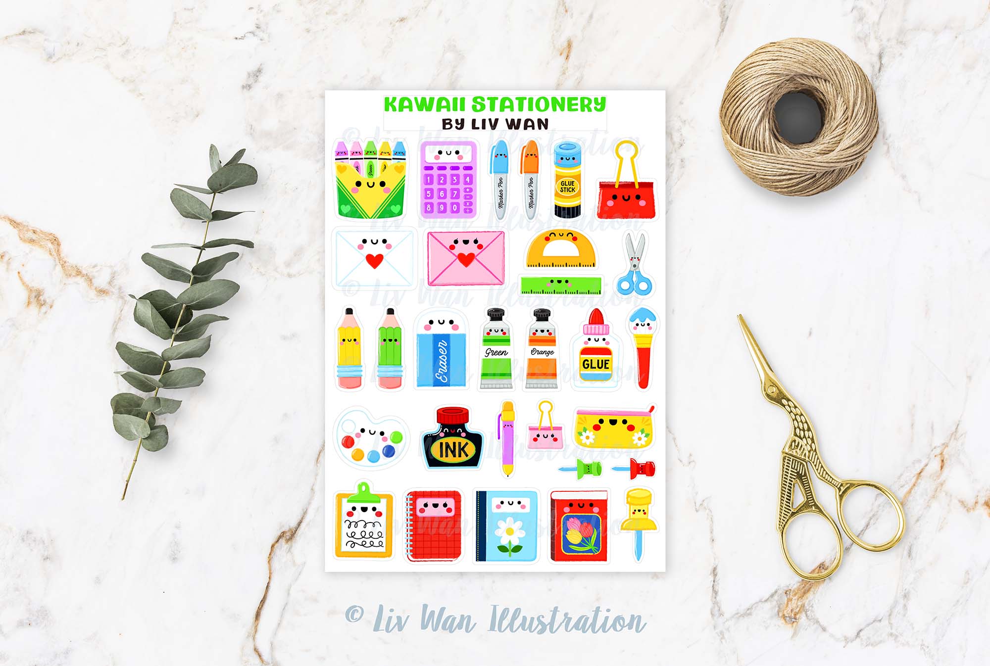 Kawaii Stationery Sticker Sheet