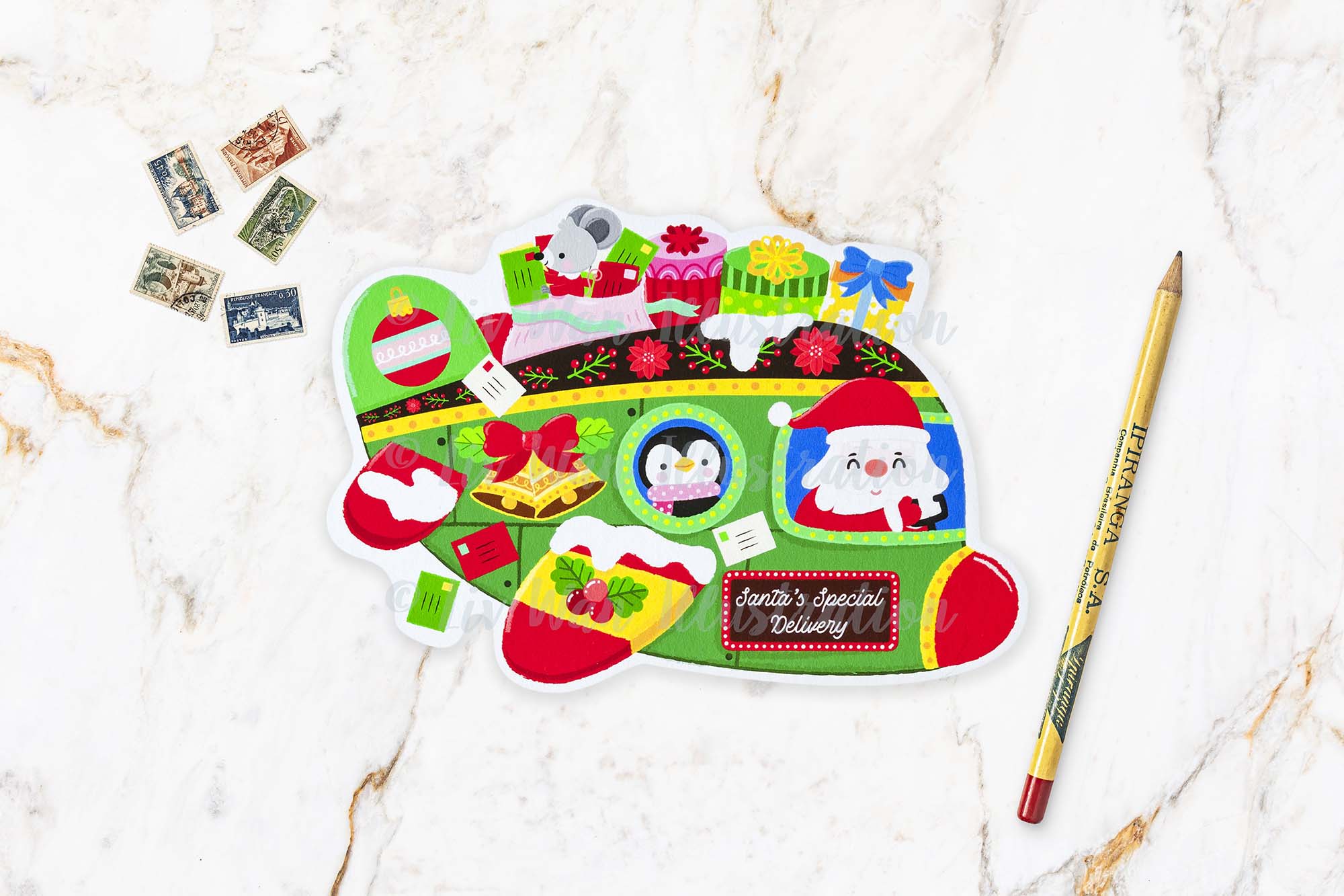 Santa Plane Postcard