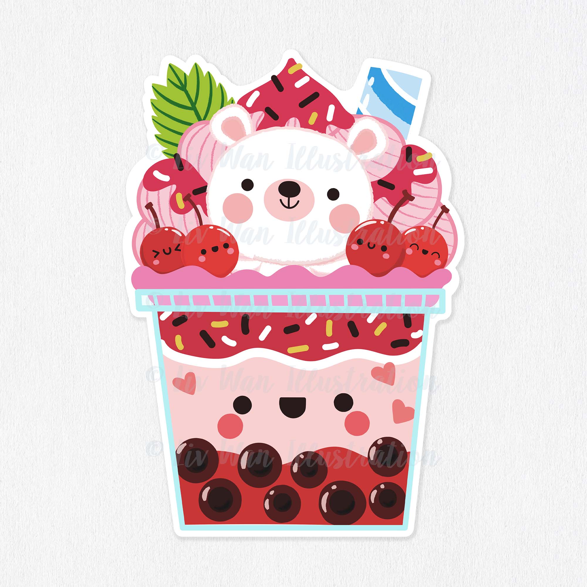 Cherry Bubble Tea Sticker