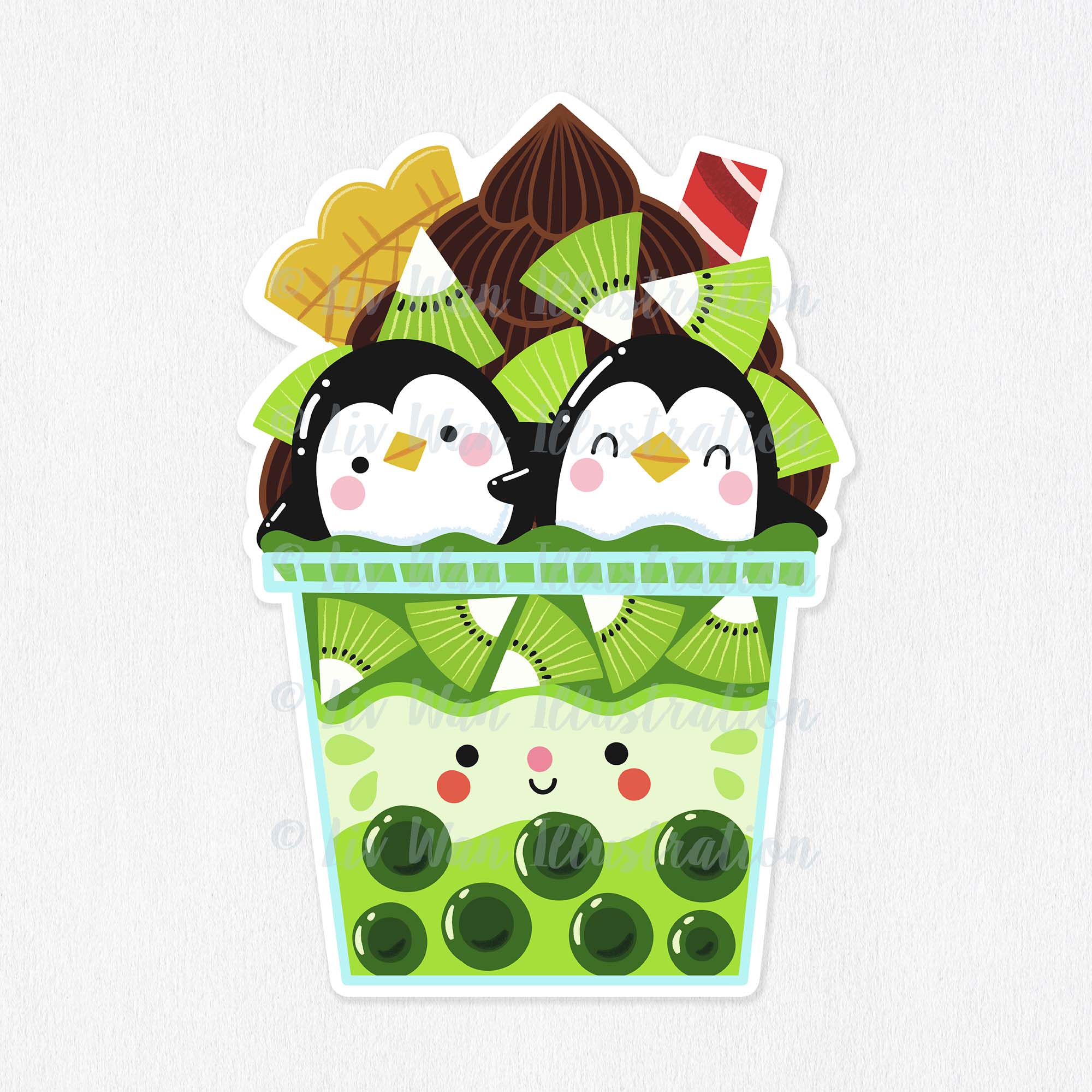 Kiwi Bubble Tea Sticker