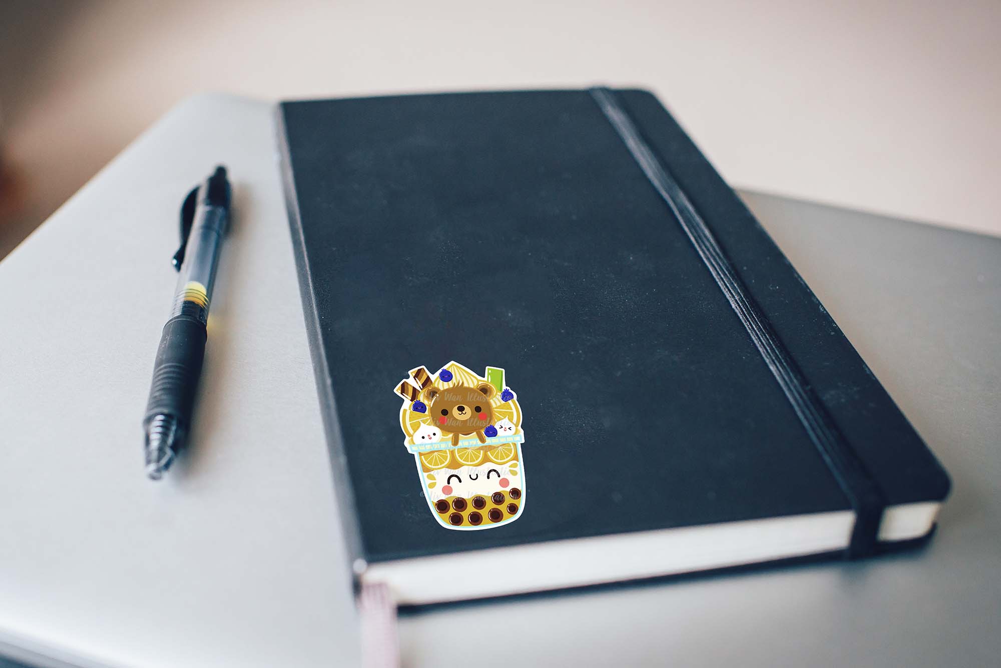 Lemon Bear Bubble Tea Sticker