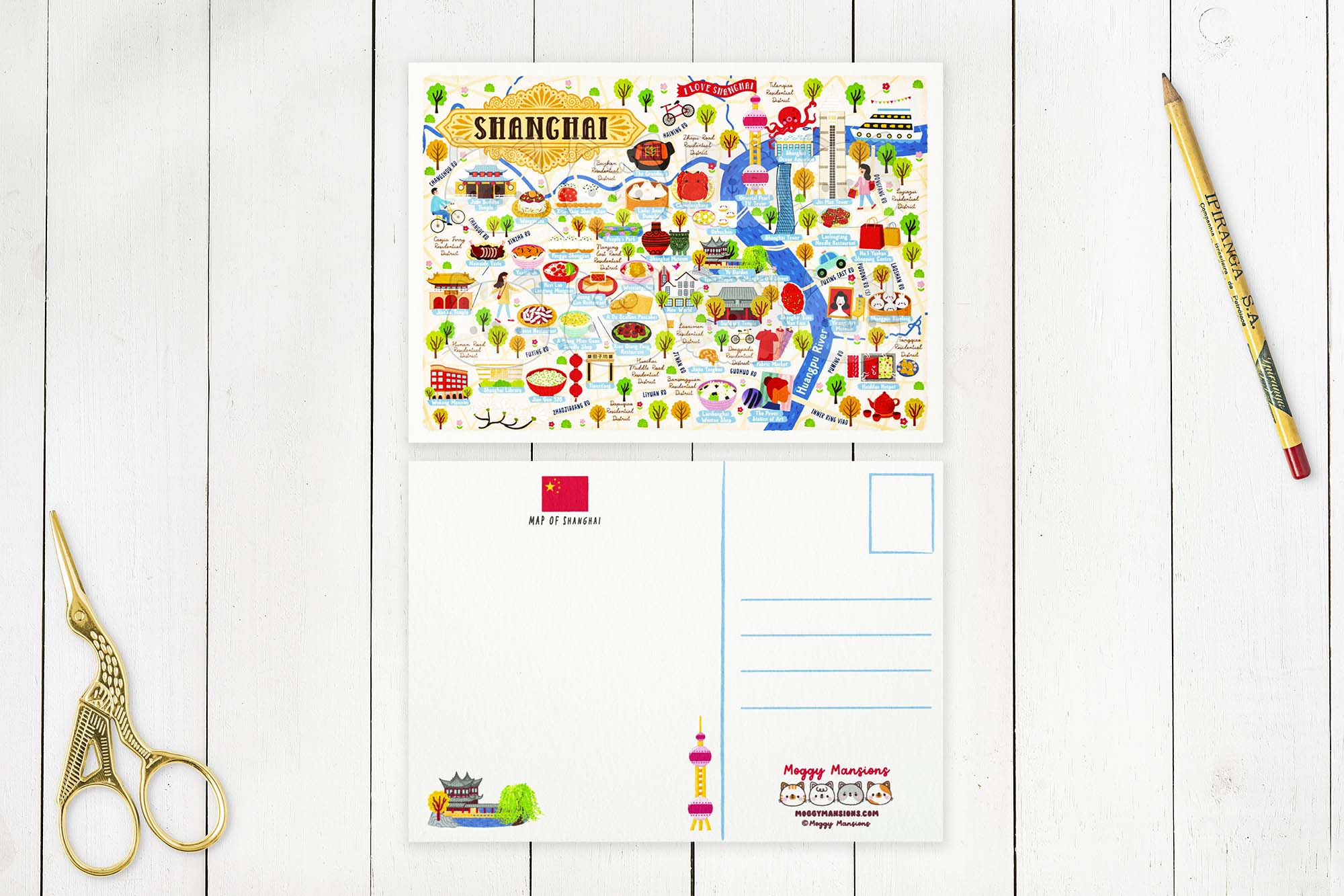 Shanghai Map Postcard