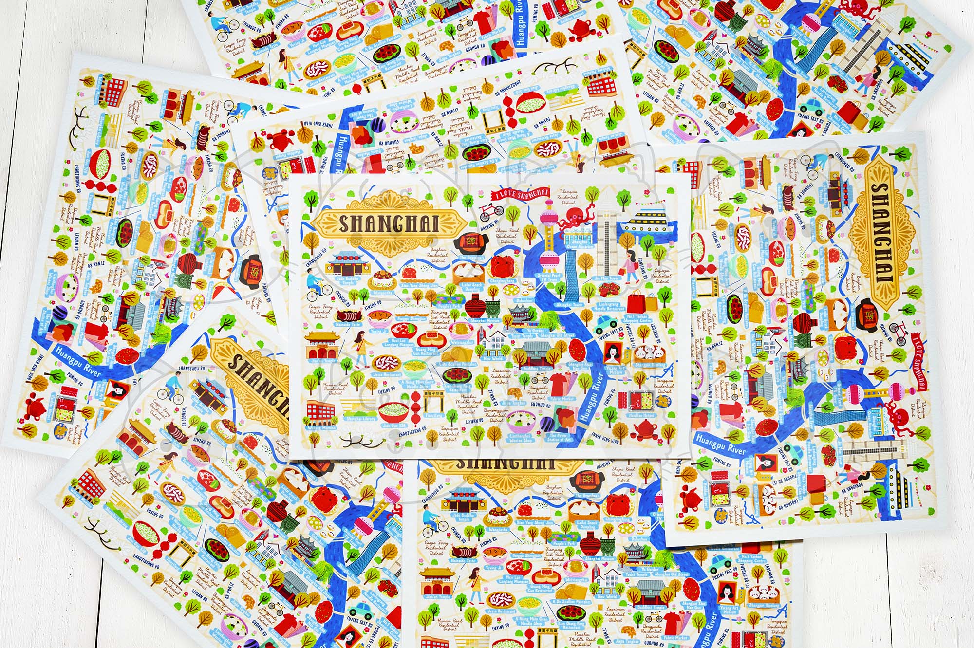 Shanghai Map Postcard