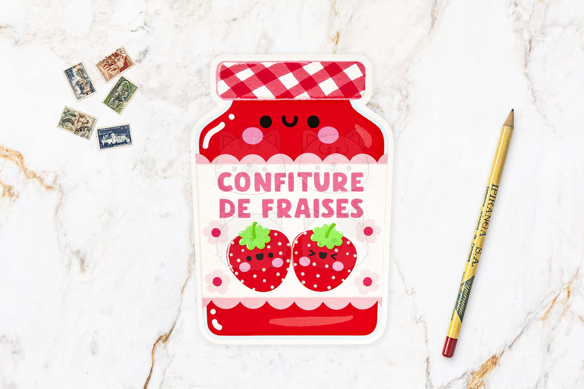 French Strawberry Jam Postcard