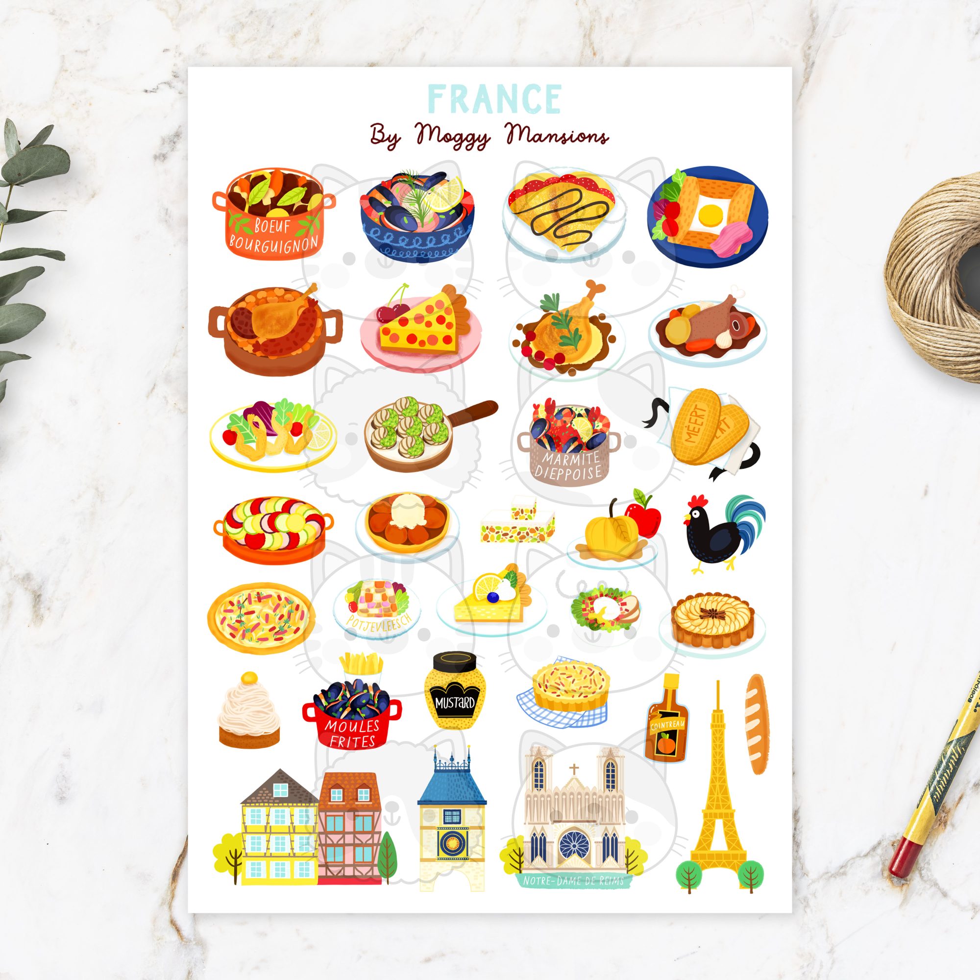 France sticker sheet