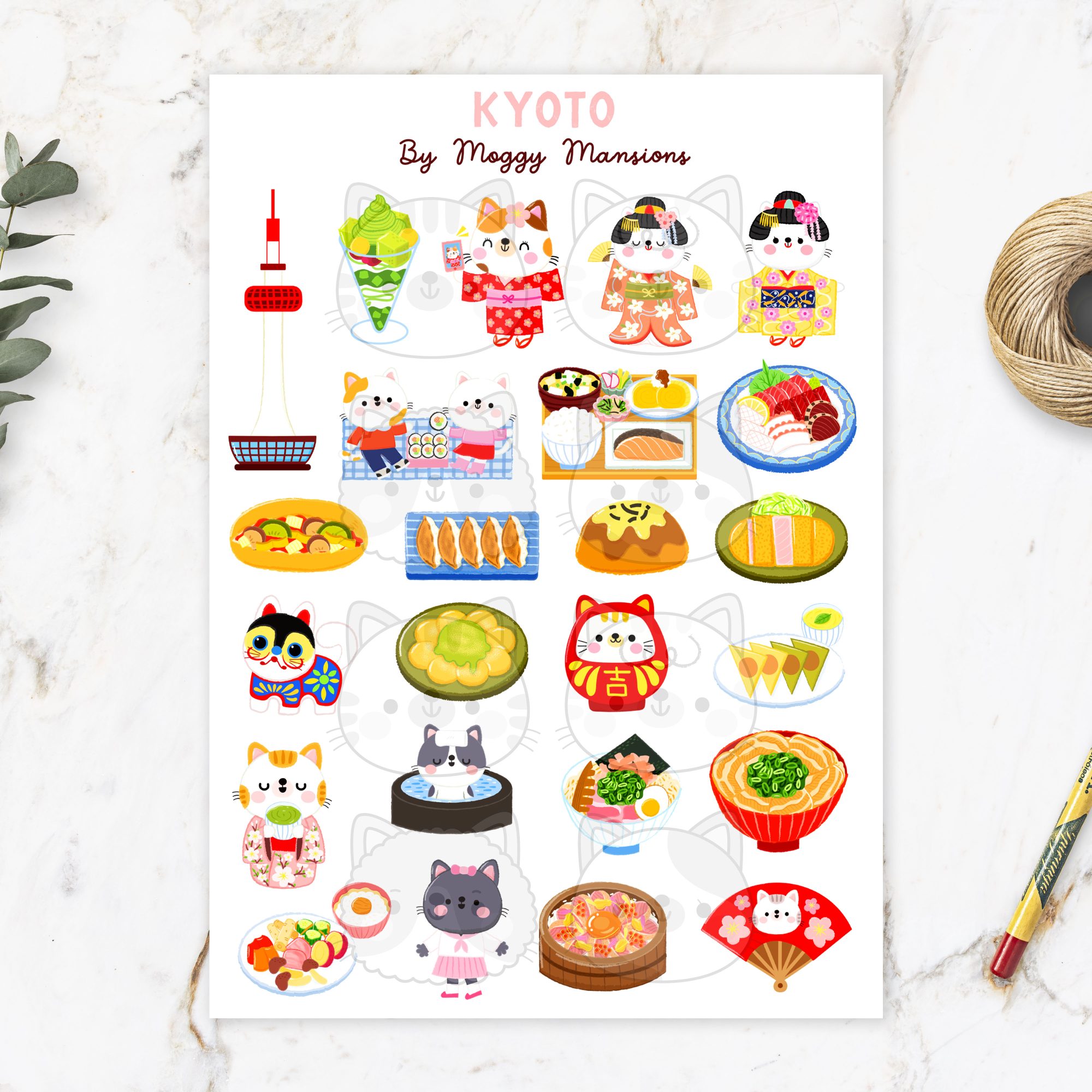Kyoto sticker sheet