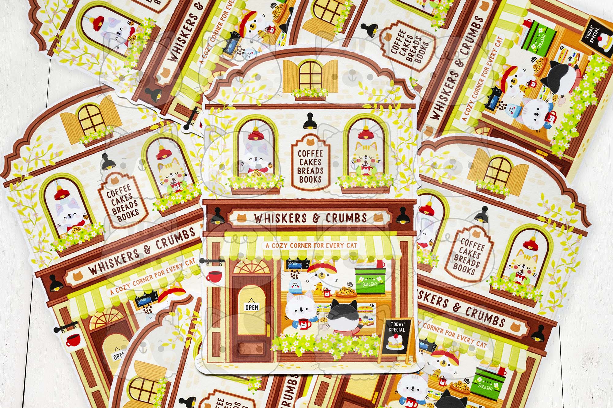 Whiskers and Crumbs Shop Postcard