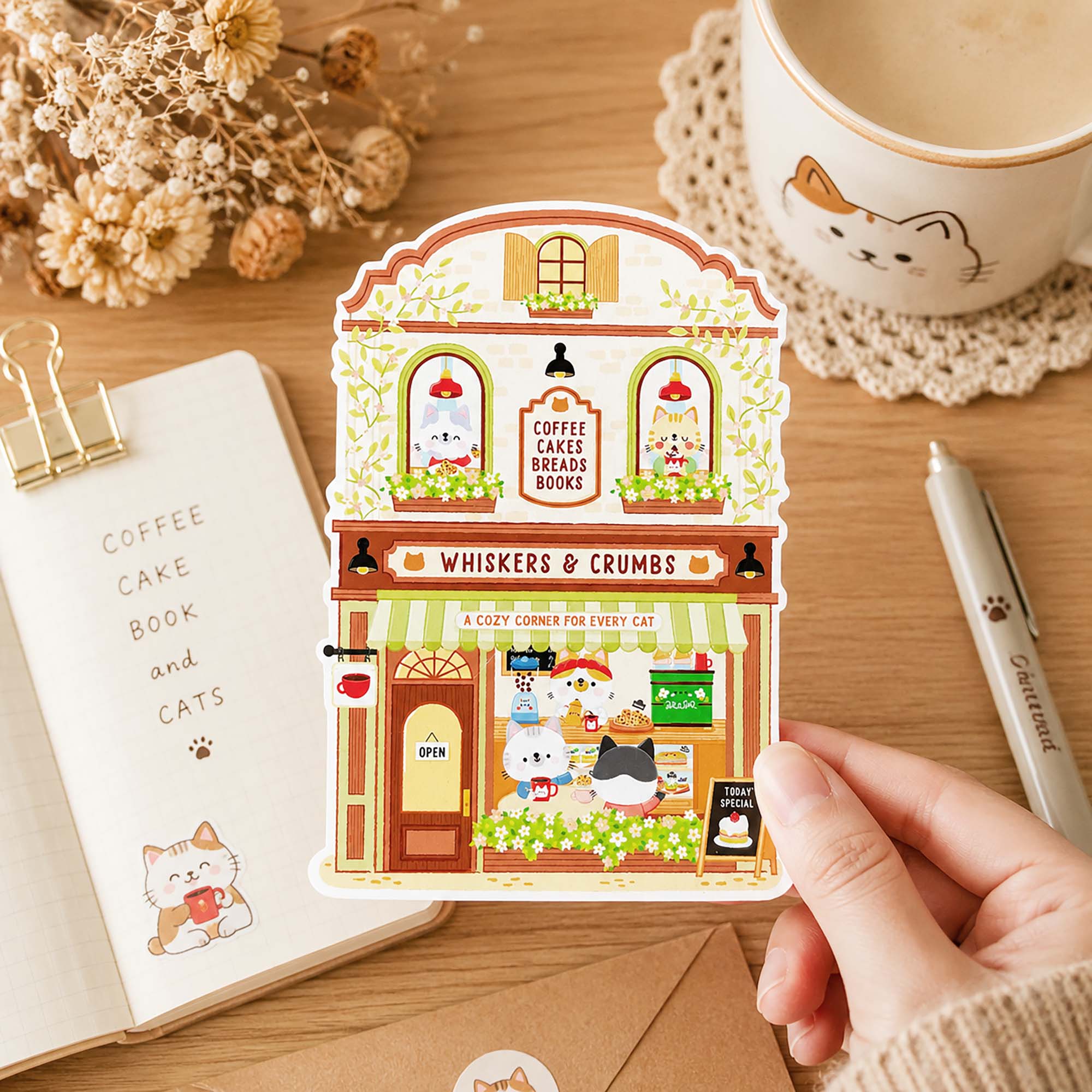 cat cafe postcard