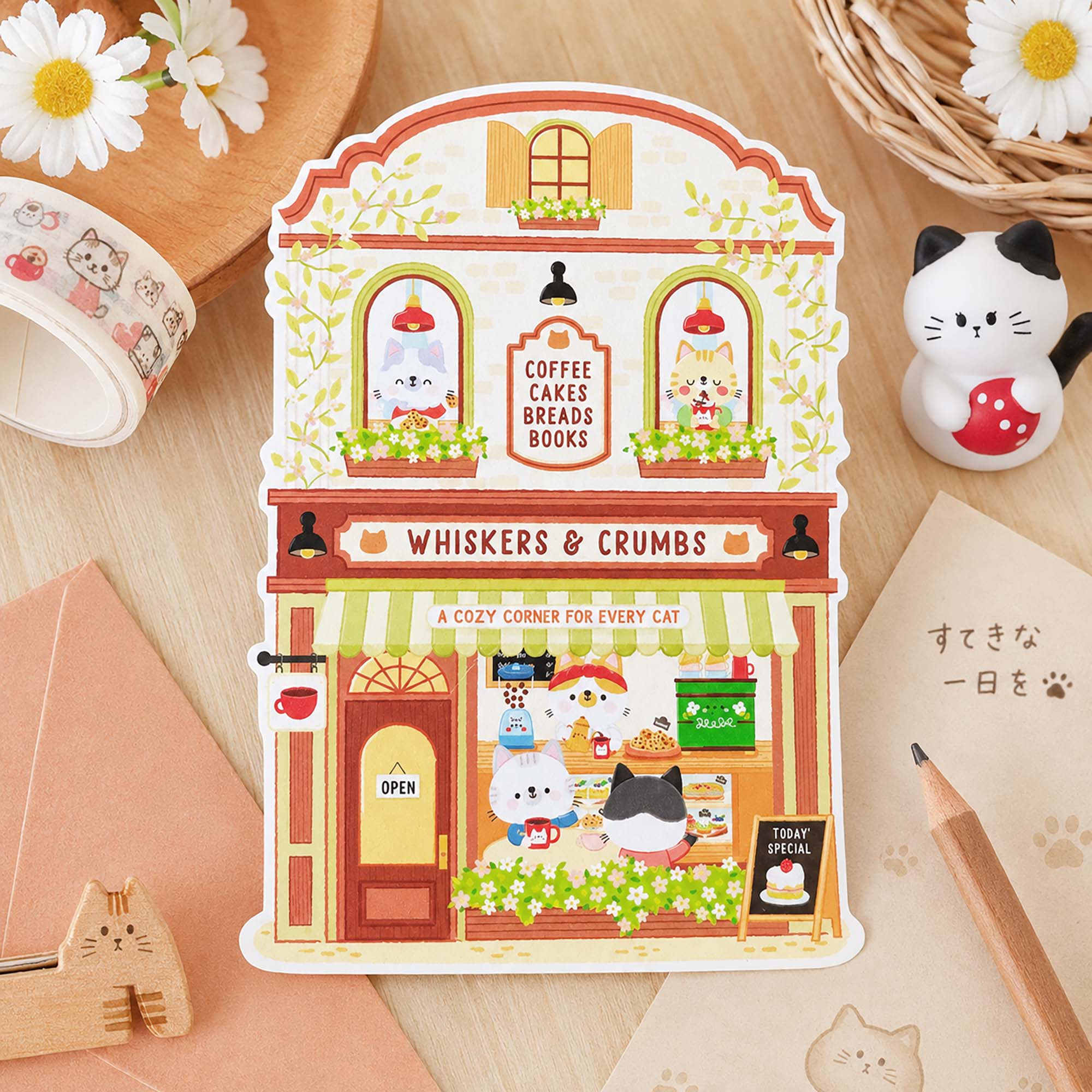 cat cafe postcard