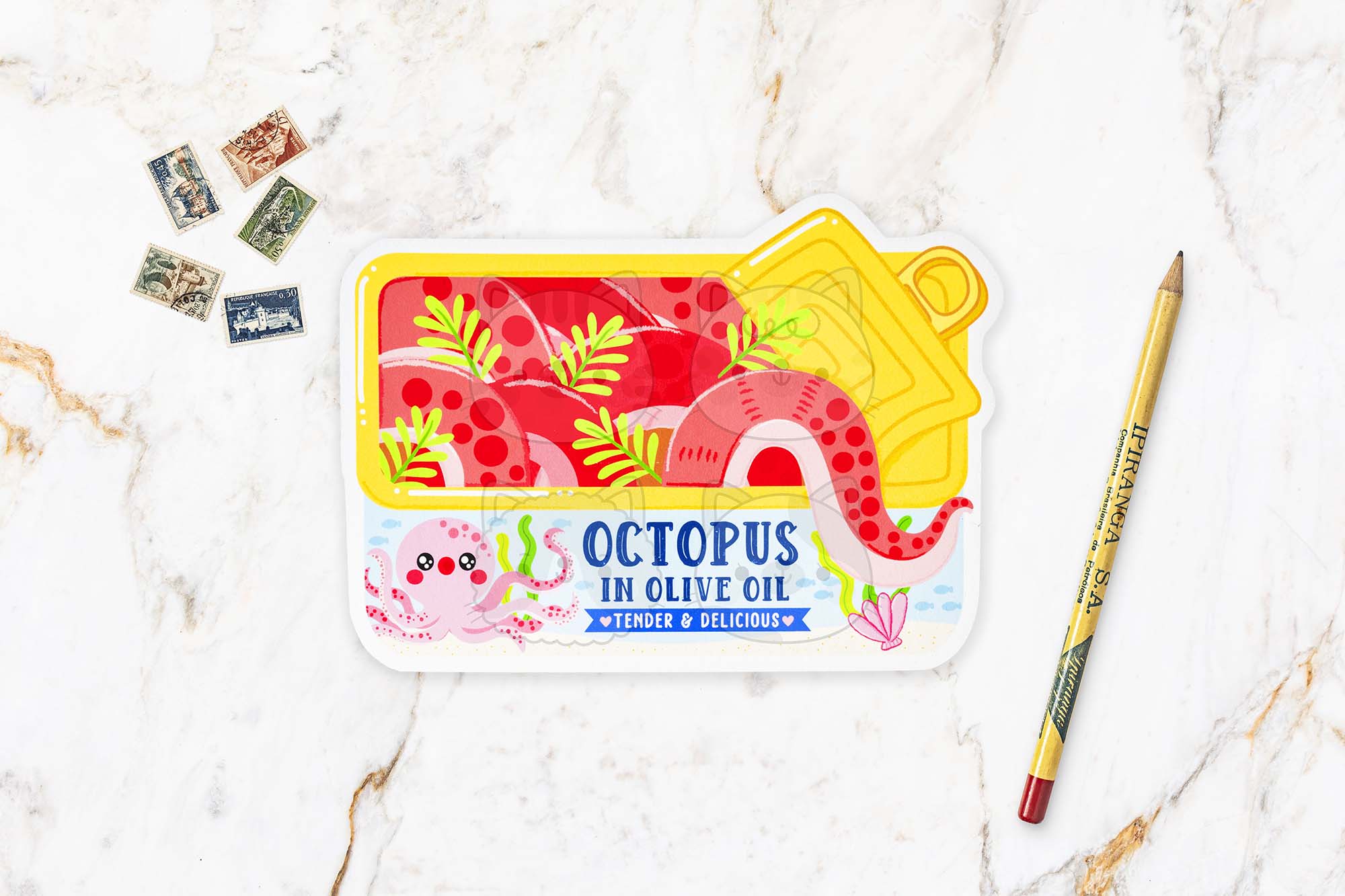 Octopus in Olive Oil Postcard